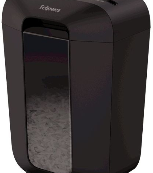 Шредер Fellowes PowerShred LX70 черный (секр.P-4)/перекрестный/11лист./18лтр./скрепки/скобы/пл.карты