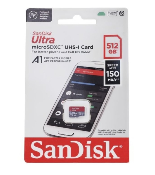Флеш карта microSD 512Gb SanDisk microSDXC Class 10 Ultra UHS-I A1 140Mb/s