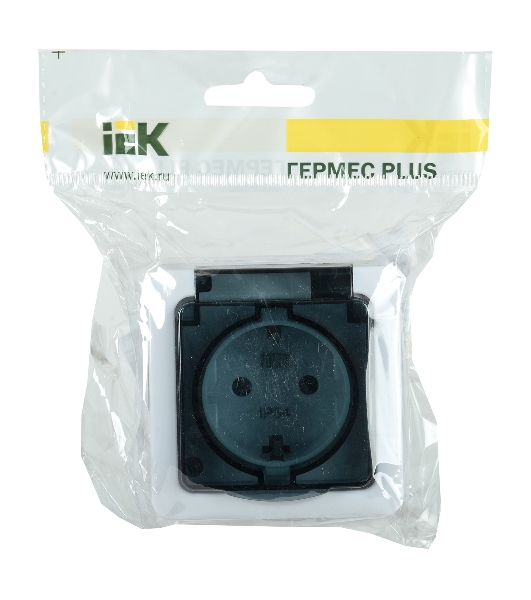 Розетка IEK ERMP12-K03-16-54-EC РСб20-3-ГПБд роз 1м с з/к о/у IP54 (цвет крышки:дымчатый) ГЕРМЕС PLUS