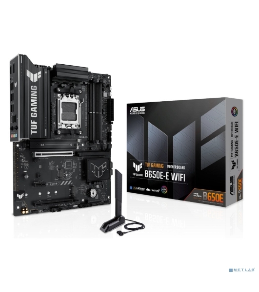 Материнская плата ASUS TUF GAMING B650-E WIFI, AM5, AMD B650, 4xDDR5, 4xSATA, 3xM.2, 1xPCIe 4.0 x16, 1xPCIe 4.0 x16, 1xPCIe x1, 1xDP, 1xHDMI, 1x2.5Gb LAN, Wi-Fi 6E, Bluetooth 5.3, 2xUSB-C (1x10Gbps, 1x20Gbps), 3xUSB-A 5Gbps, 2xUSB-A 10Gbps, 3xUSB-A 2.0, 5x3.5 мм, 7.1, ATX