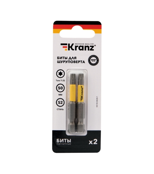 Бита для шуруповерта Kranz Torx T25х50 мм (2 шт./уп.)