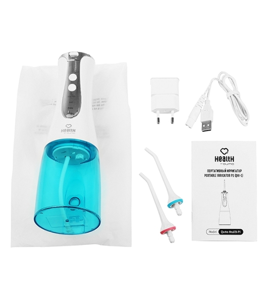 Портативный ирригатор полости рта Qumo Health Portable Irrigator P1 (QHI-1), белый, 320 мл., макс 890 кПа, Li-ion 1400 мА-ч