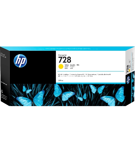 Картридж струйный HP F9K15A (HP 728) для DesignJet T730, T830. Желтый. 300 мл.