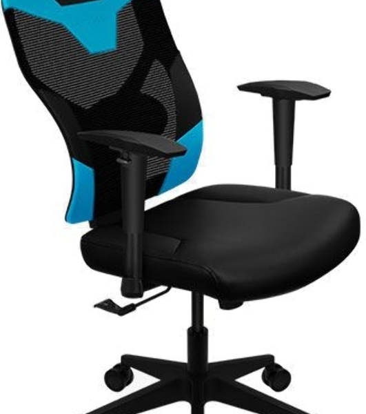Кресло Aerocool GUARDIAN Ice Blue голубой, сетка, 150 кг, подголовник, регулируемые подлокотники, механизм качания, поясничная подушка