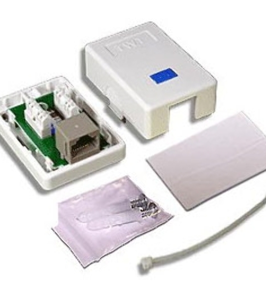 Розетка TWT (TWT-SM1-45-WH) настенная 1 порт RJ-45 категории 5е. UTP. белая
