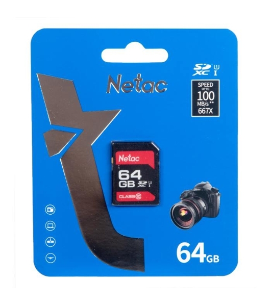Флеш карта SDHC 64Gb Netac Class 10 UHS-I U1 P600 NT02P600STN-064G-R