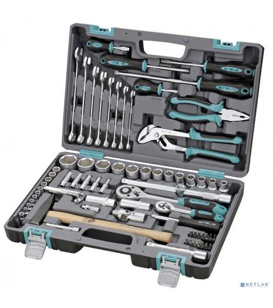 Набор инструментов Stels 141041/2'' 1/4'' CrV пластиковый кейс  76 предм.