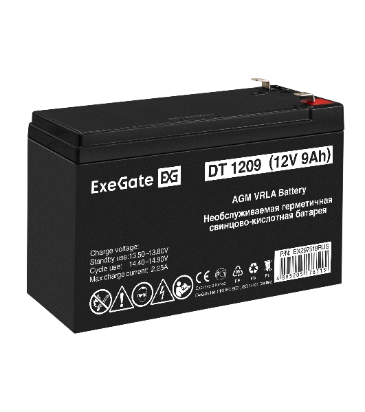 Аккумуляторная батарея ExeGate DT 1209 (12V 9Ah, клеммы F2)
