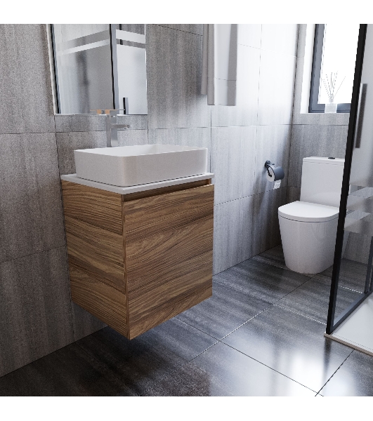 Тумба Bau Dream Blackwood 50 с дверцей, раковина BAU Hotel 48х37, смеситель для раковины высокий Hotel Still, нержавеющая сталь
