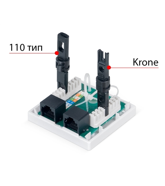 Розетка в сборе Cabeus, 2x RJ45(8P8C), кат. 6, неэкр., внешняя, белый, (WS-8P8C-Cat.6-2)