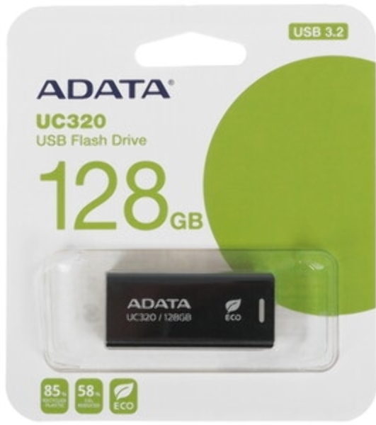 Флешка USB ADATA UC320 (UC320-128G-RBK/BK), 128Gb, USB 3.2, R/W 100/30, черный