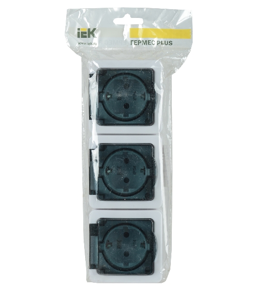 Розетка силовая IEK ERMP32-K03-16-54-EC РСб23-3-ГПБд роз 3м с з/к о/у IP54 (дымчатый) ГЕРМЕС PLUS