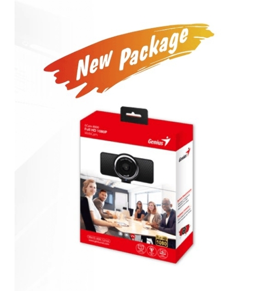 Веб-камера Genius eCam 8000 1920x1080, 30 кадр/с, USB Type-A, микрофон (шумоподавление), универсальное крепление