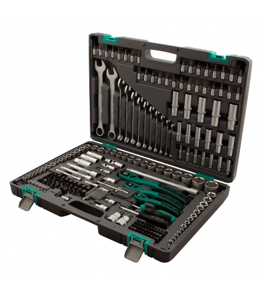 Набор инструментов STELS 141151/4'' 3/8'' 1/2'' cr-v s2 усиленный кейс 216 предм.