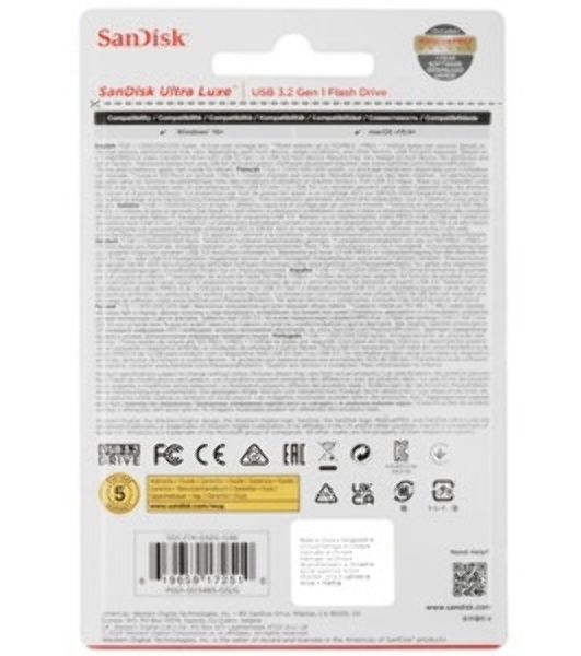 Флешка USB SanDisk Ultra Luxe (SDCZ75-032G-G46), 32Gb, USB Type-C, R/W 150/70, серебристый