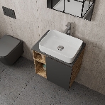 Тумба Bau Dream Blackwood 60 правая, графит, раковина BAU Hotel 48х37, смеситель для раковины высокий Hotel Still, нержавеющая сталь, выпуск клик клак, хром, фото12