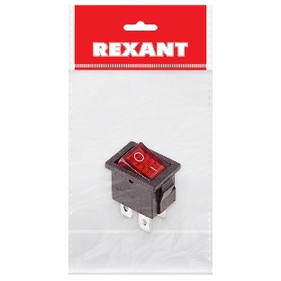 Выключатель клавишный Rexant 250V 6А (4с) ON-OFF красный с подсветкой Mini (RWB-207, SC-768)