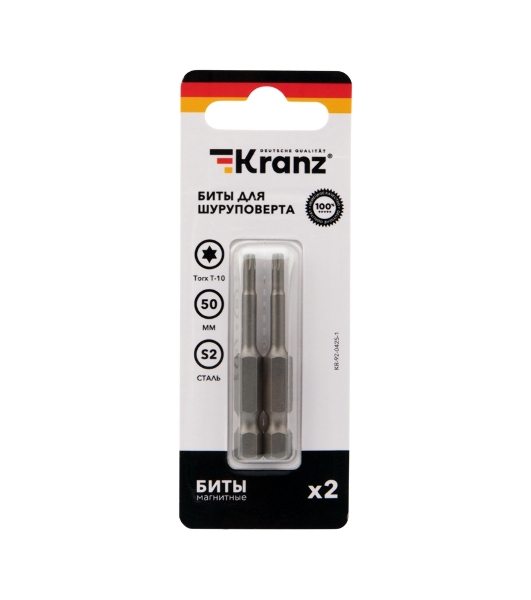 Бита для шуруповерта Kranz Torx T10х50 мм (2 шт./уп.)