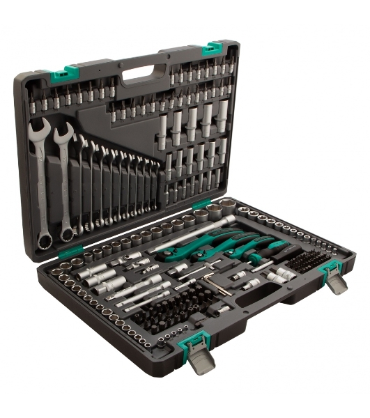 Набор инструментов STELS 141151/4'' 3/8'' 1/2'' cr-v s2 усиленный кейс 216 предм.