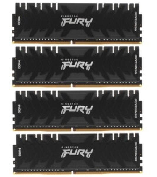 Оперативная память Kingston Fury Renegade, 64Gb (4x16GB), DDR4, 3600MHz, CL16, DIMM, с радиаторами, серый/черный