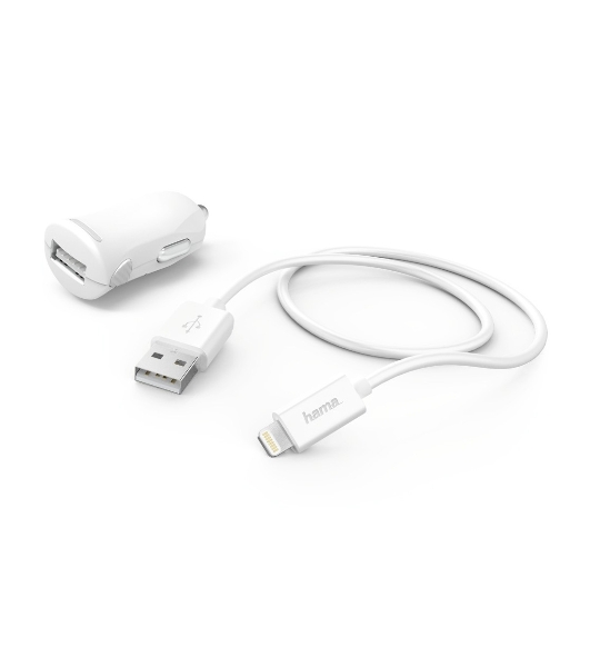 Комплект зарядное устройство Hama H-183266 2.4A для Apple кабель Apple Lightning белый