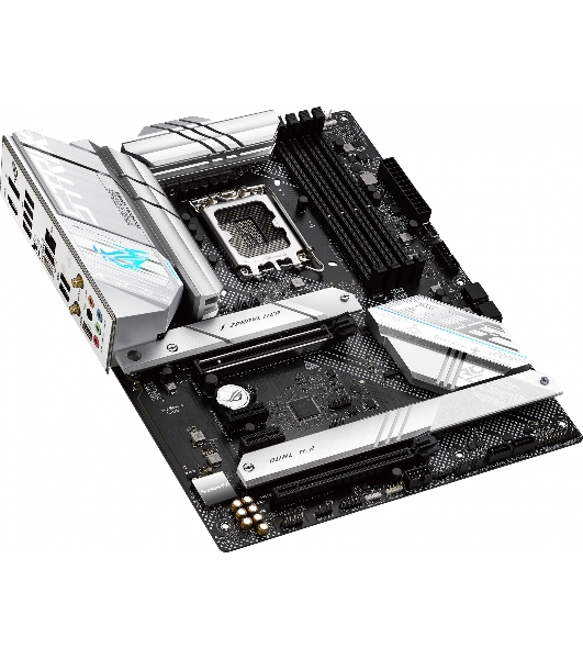 Материнская плата ASUS ROG STRIX B660-A GAMING WIFI D4, LGA 1700, Intel B660, 4xDDR4, 4xSATA, 3xM.2, 1xPCIe 5.0 x16, 1xPCIe 3.0 x4, 1xHDMI, 1xDP, 1x 2.5Gb LAN, 1xUSB-A 3.2 Gen 2, 2xUSB-A 3.2 Gen 1, 4xUSB 2.0, 5x3.5 мм, 7.1, Standard-ATX