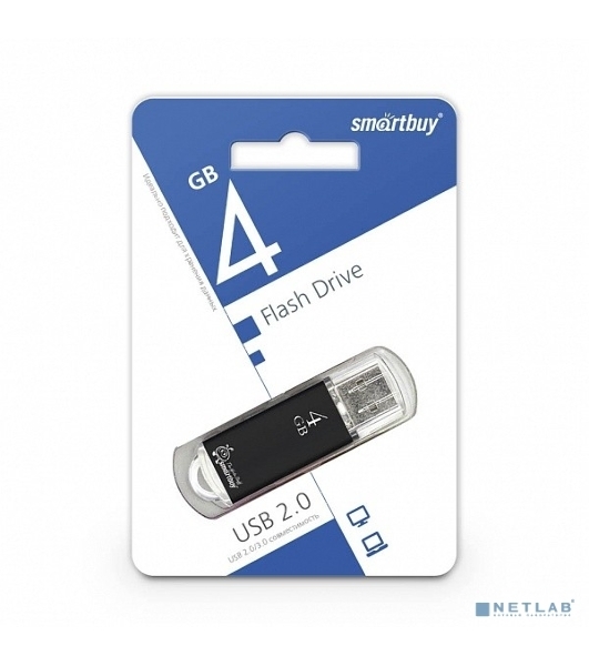 Флешка USB Smartbuy V-Cut black (SB4GbVC-K), 4Gb, USB 2.0, R/W 25/15, черный