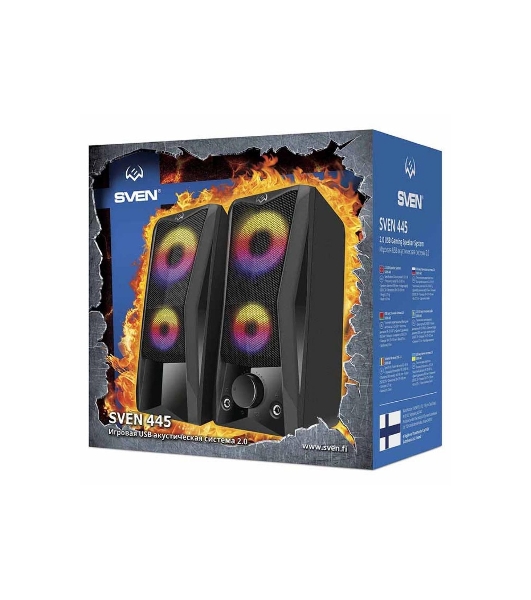 Акустическая система SVEN 445, черный, USB, 2.0,2x3 Вт(RMS), подсветка