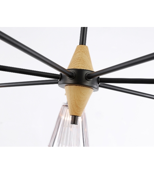 Люстра Ambrella light LH58116/7 BK/LW/SM черный/светлое дерево/дымчатый E14*7 max 40W D750*390