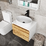 Комплект для ванной, 4 предмета (Тумба Bau Dream Blackwood 60, раковина BAU Nimb 50х36, смеситель для раковины высокий Hotel Black, черный, выпуск клик клак, черный), фото 1