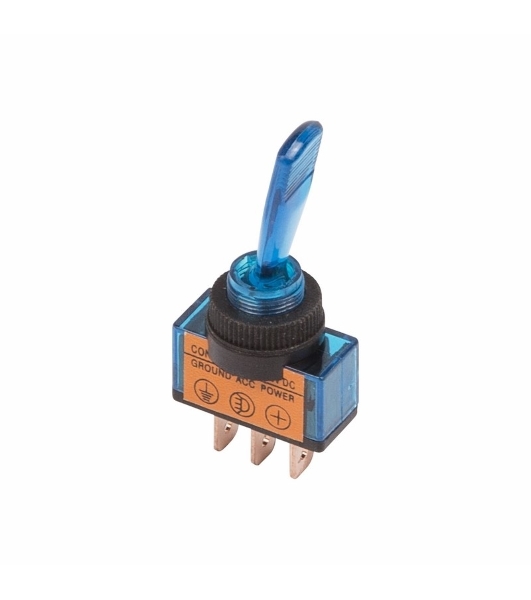 Тумблер Rexant 12V 20А (3c) ON-OFF однополюсный с синей подсветкой