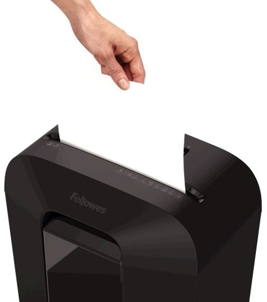 Шредер Fellowes PowerShred LX70 черный (секр.P-4)/перекрестный/11лист./18лтр./скрепки/скобы/пл.карты
