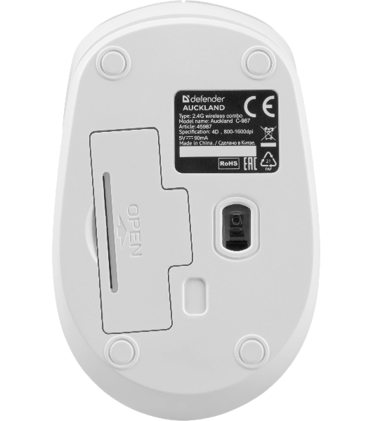 Комплект клавиатура+мышь Defender Auckland C-987 беспроводной, USB, 1600 DPI, белый