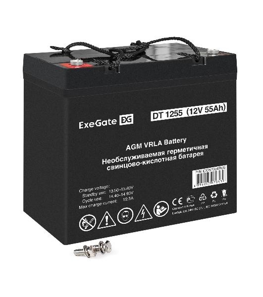 Аккумуляторная батарея ExeGate DT 1255 (12V 55Ah, болт М6)