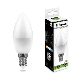 Лампа светодиодная Feron LB-97 7W 230V E14 4000K свеча