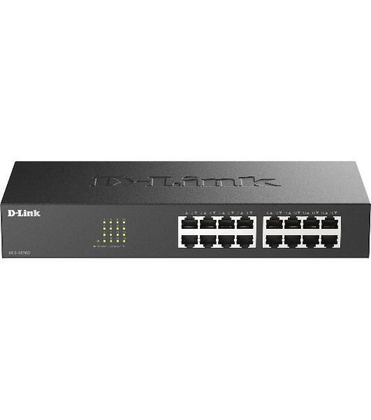 Коммутатор D-Link DES-1016D/I1A, 16×100 Мбит/с, неуправляемый