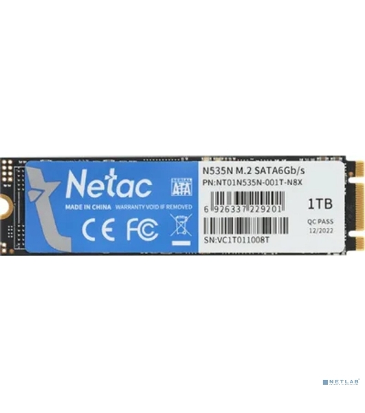 Накопитель SSD Netac N535N Series, 1Tb, M.2 2280, SATA III, R/W 560/520