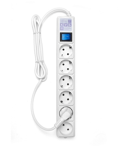 Сетевой фильтр Power Cube 1,9 м 6 розеток (белый) 16B/3,5 кВт