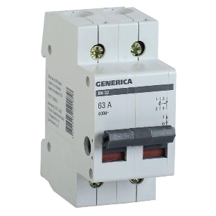 Выключатель нагрузки IEK MNV15-2-063 (мини-рубильник) ВН-32 2Р 63А GENERICA