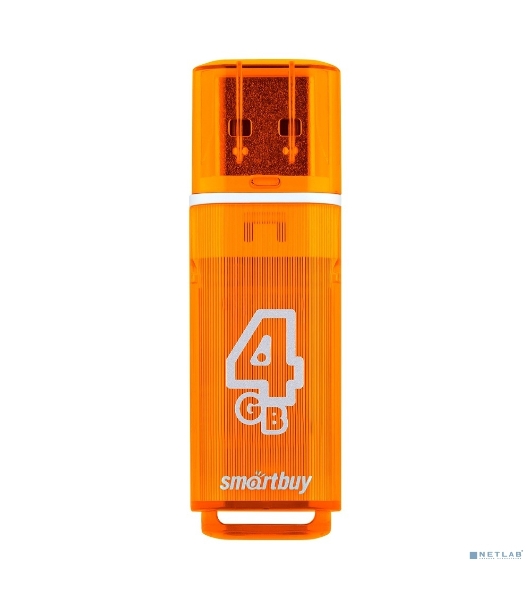 Флешка USB Smartbuy Glossy series Orange (SB4 GbGS-Or), 4Gb, USB 2.0, R/W 25/15, оранжевый