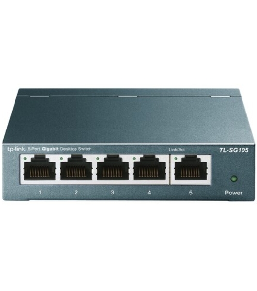 Коммутатор TP-Link SOHO TL-SG105 5-port Desktop Gigabit Switch, 5 10/100/1000M RJ45 ports, metal case