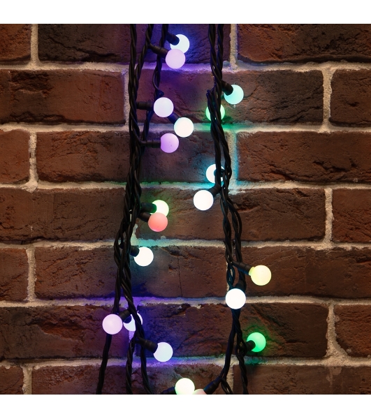 Гирлянда Neon-night Мультишарики Ø17,5 мм, 10 м, черный каучук, 80 LED, цвет RGB