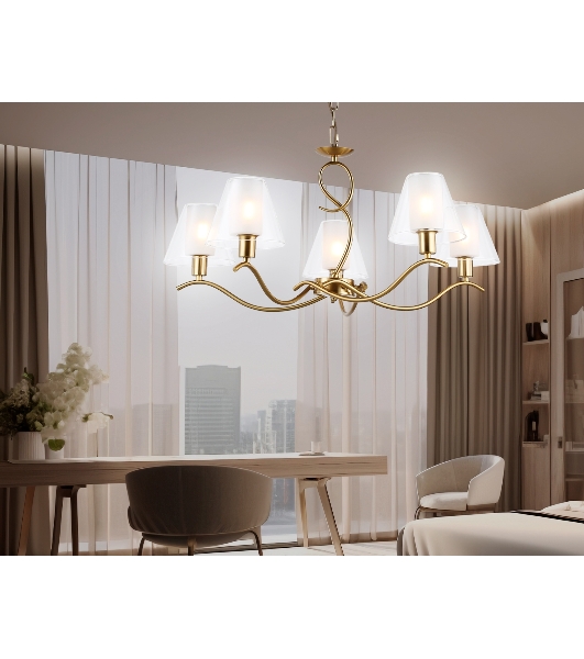 Люстра Ambrella light LH57091/5 BS/FR латунь/белый матовый E14/5 max 40W D690*790