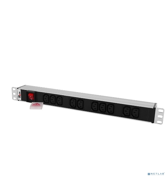Блок розеток Rem-10 с выкл., 12 IEC 60320 C13, 10 A, алюм., 19', шнур 1.8 м. 1,8 IEC 60320 C14
