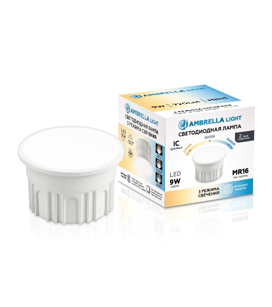 Лампа светодиодная 212501 LED MR16-DD 9W IC 220-240V 100° 6400K 4000K 2700K CCT Memory
