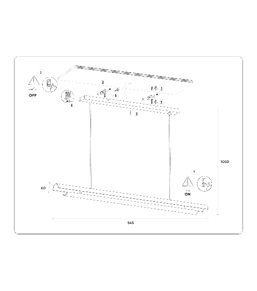 Светильник Ambrella light TN71336 WH белый LED 10W 4200K 945*60*1060