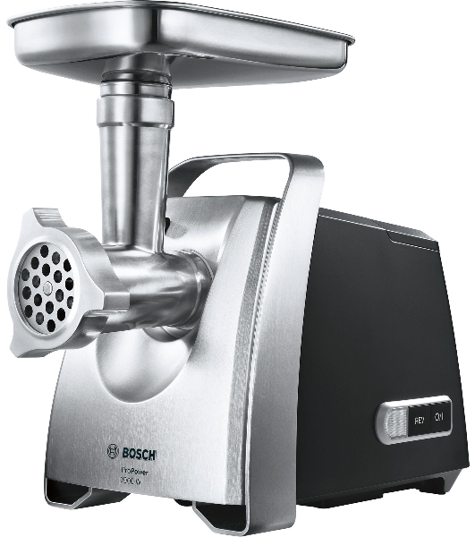 Мясорубка электрическая Bosch MFW68660 черный, 2200 Вт, 4.3 кг/мин, реверс, защита от перегрузки, металлический лоток, насадки - 10