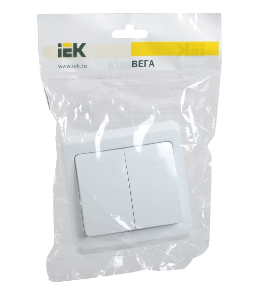 Выключатель 2-кл. СП Вега 10А IP20 ВС10-2-0-ВБ белый IEK EVV20-K01-10-DM