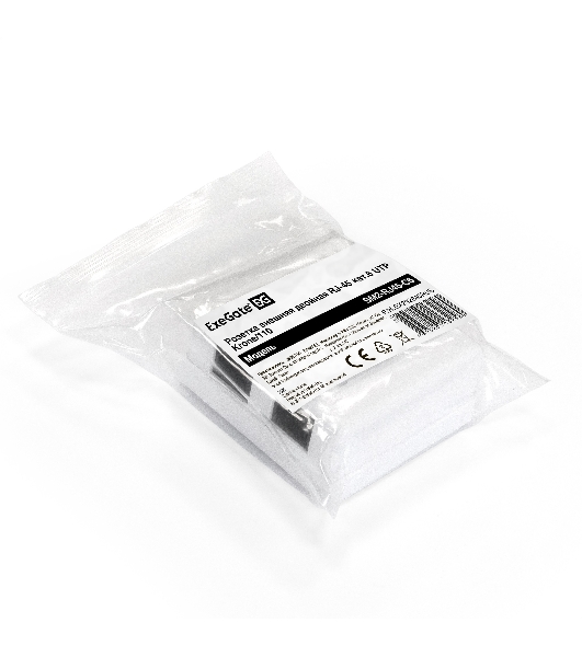 Розетка компьютерная двойная ExeGate SM2-RJ45-C6 RJ-45 кат.6 UTP Krone/110