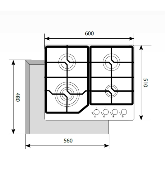 Газовая варочная панель LEX GVG 640-1 WH белый